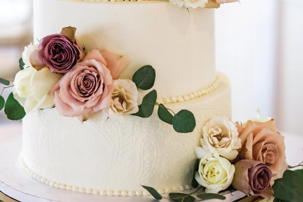 wedding cake with flowers